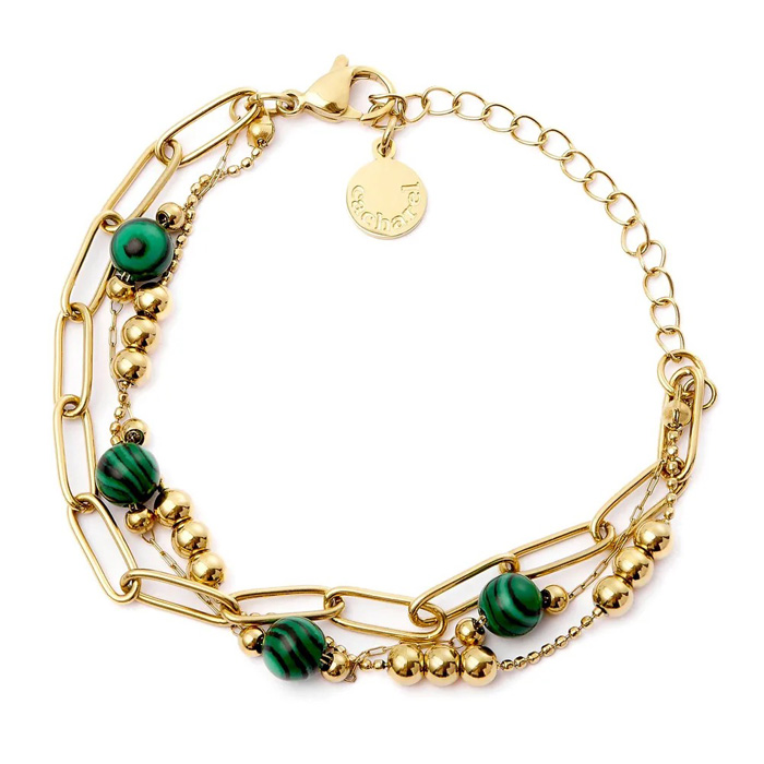 Браслет Andrea Gold/ Green, нержавеющая сталь