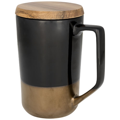 Керамическая кружка с дерев. крышкой