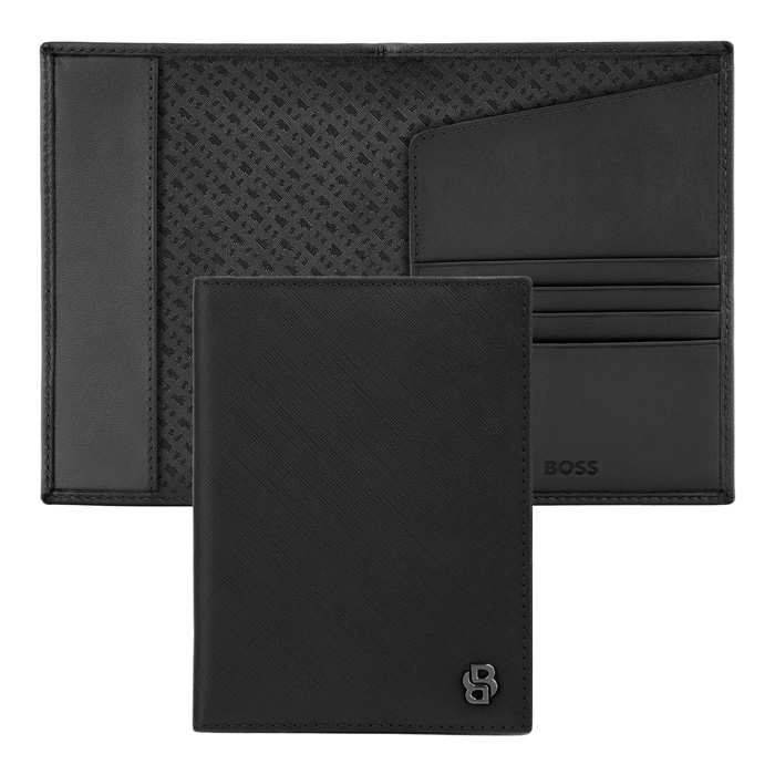 Обложка для паспорта Double B Saffiano Black, чёрный