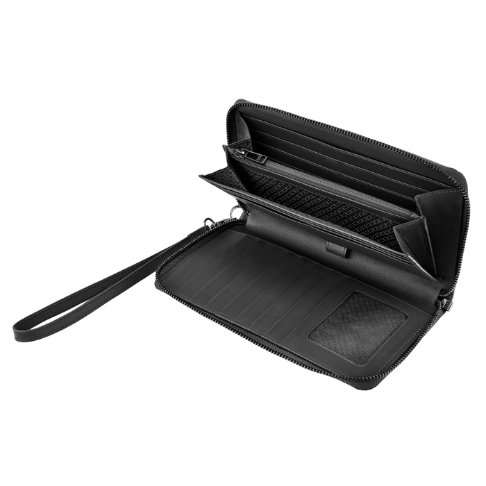 Дорожный кошелек Double B Saffiano Black, чёрный