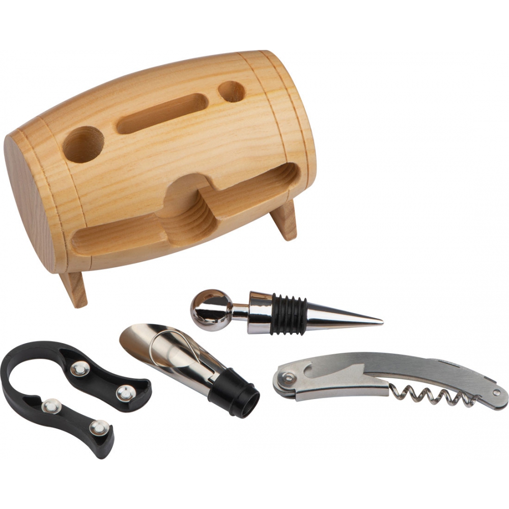 Набор для вина в деревянной бочке