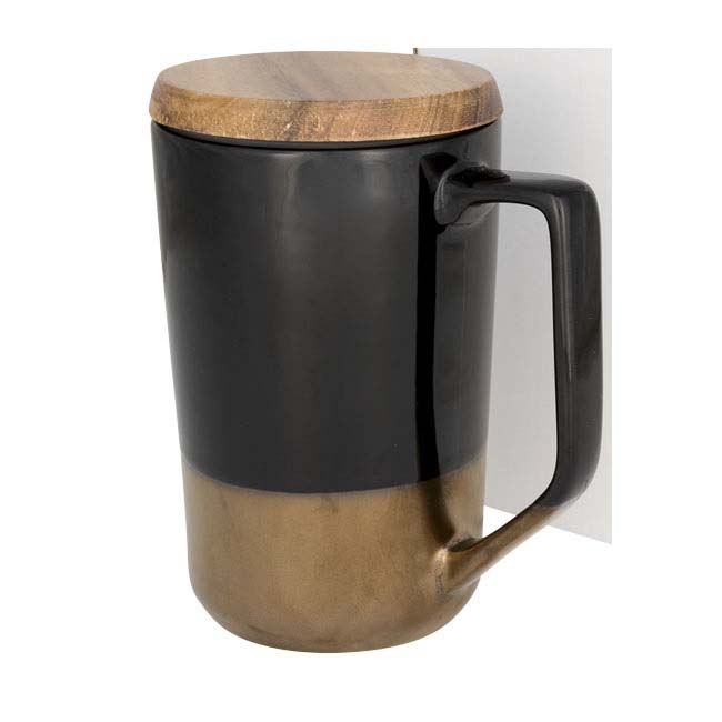 Керамическая кружка с дерев. крышкой