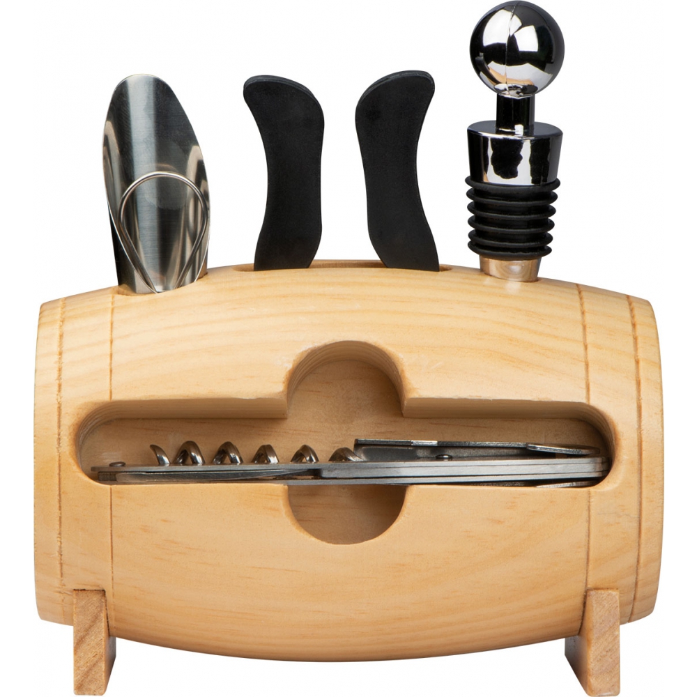 Набор для вина в деревянной бочке