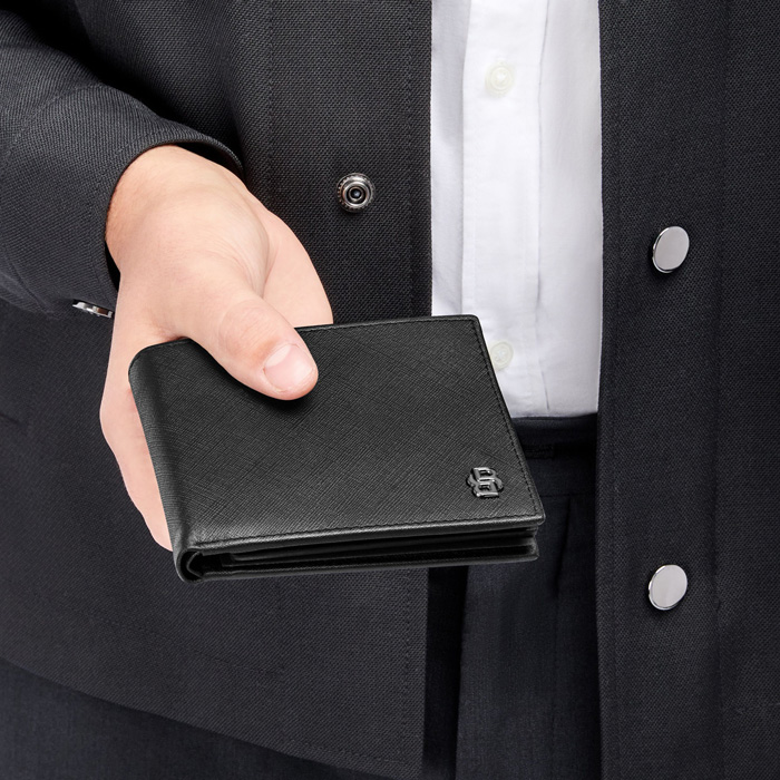 Кошелек Double B Saffiano Black, чёрный
