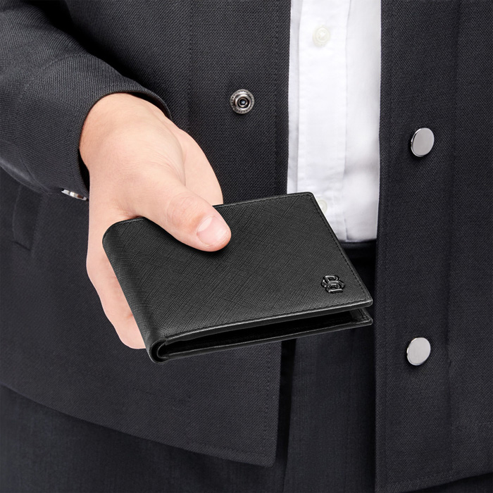 Кошелек Double B Saffiano Black, чёрный