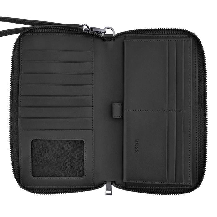 Дорожный кошелек Double B Saffiano Black, чёрный
