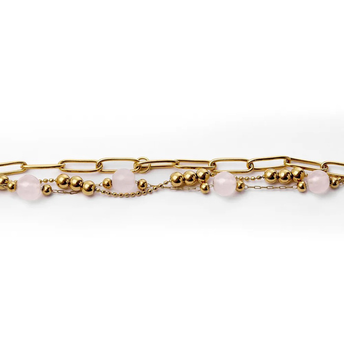 Браслет Andrea Gold/pink, нержавеющая сталь