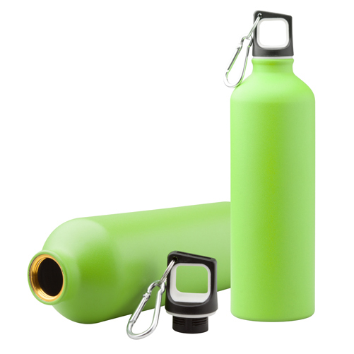 Алюминиевая спортивная бутылка с карабином, 750 мл