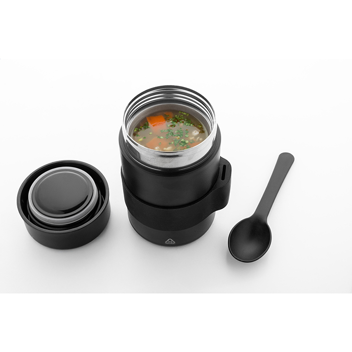 Термос 450 мл Minestrone из перераб. нерж. стали, чёрный