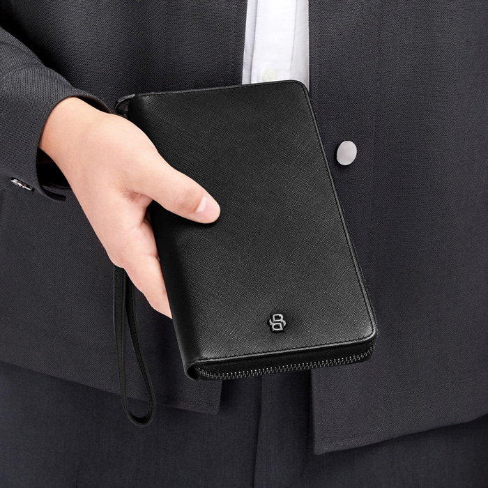 Дорожный кошелек Double B Saffiano Black, чёрный