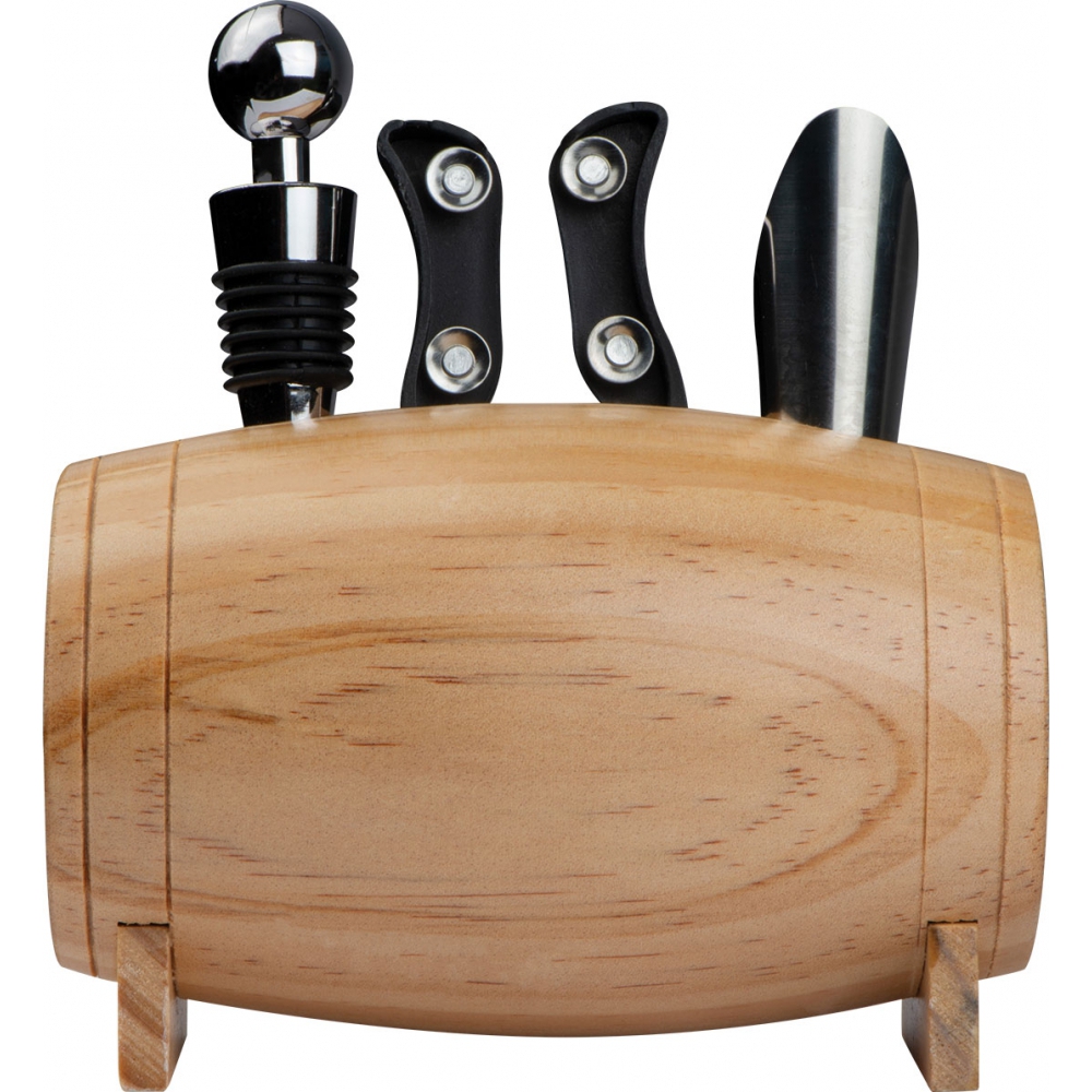 Набор для вина в деревянной бочке