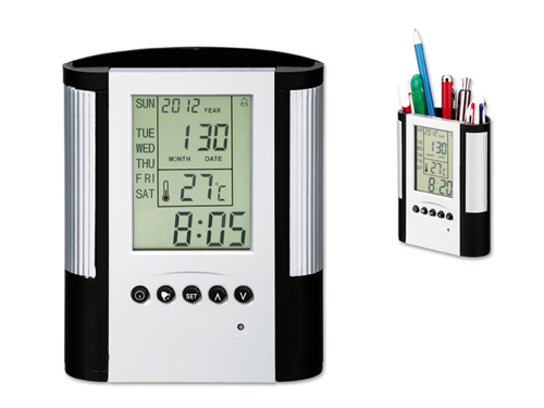 Подставка под письменные принадлежности с часами HOLDEM