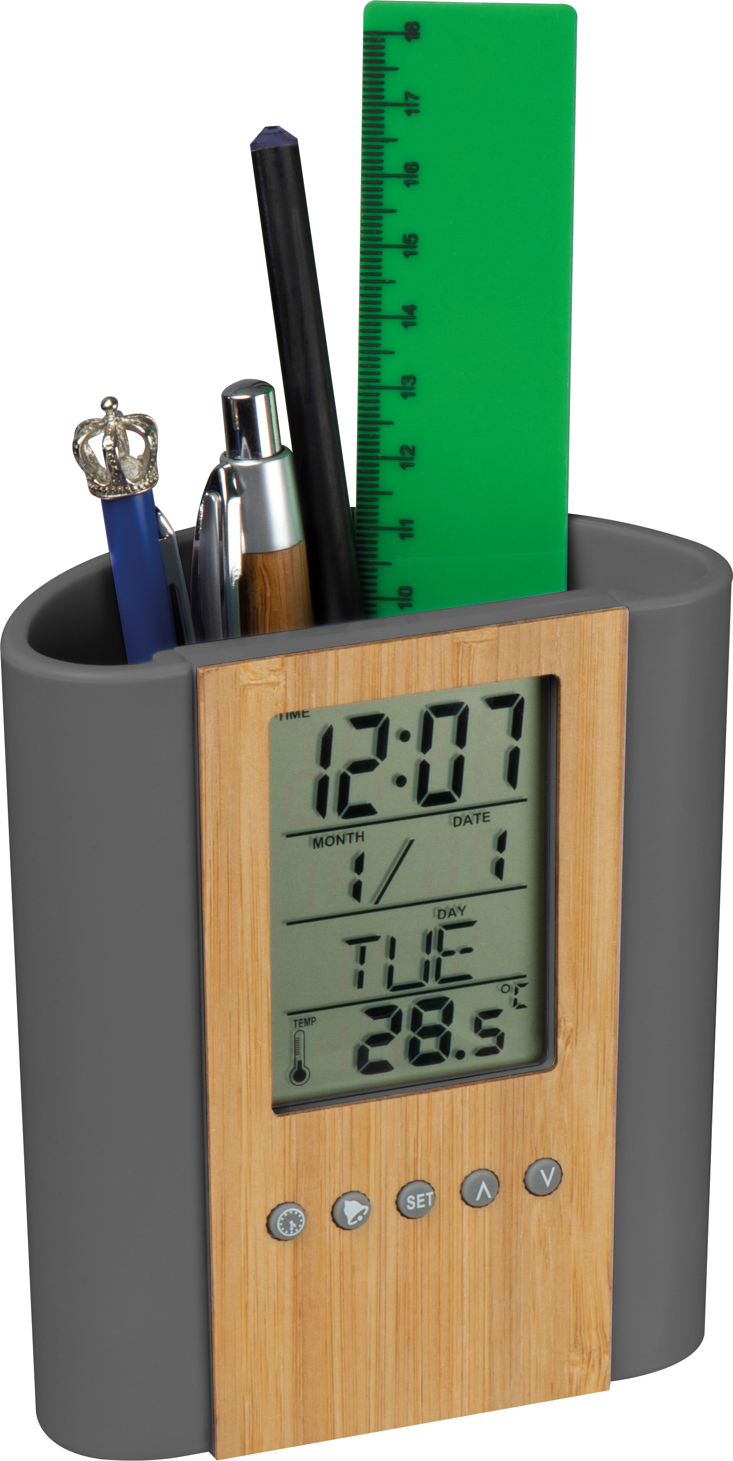 Настольная подставка для ручек с часами, Macma