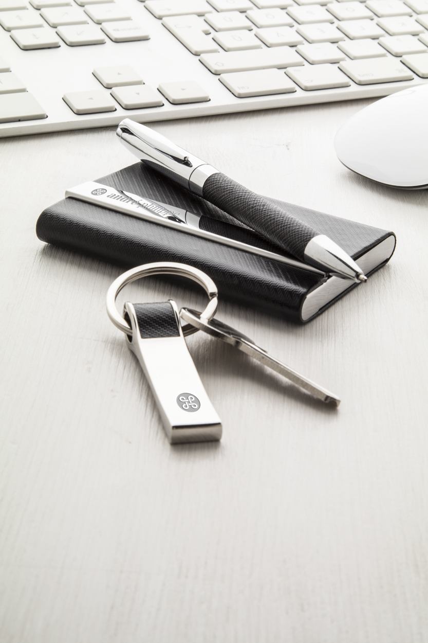 Набор: ручка шариковая, визитница металл и брелок, Andre Philippe