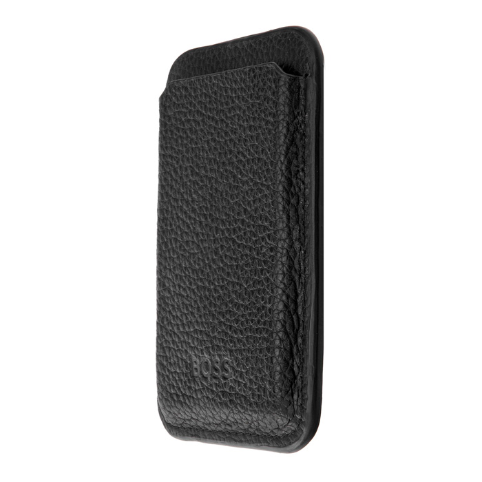 Магнитный картхолдер для телефона Classic Grained Black, чёрный