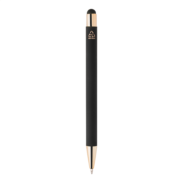 Ручка шариковая алюминиевая со стилусом Darkly Tap, розово-золотой