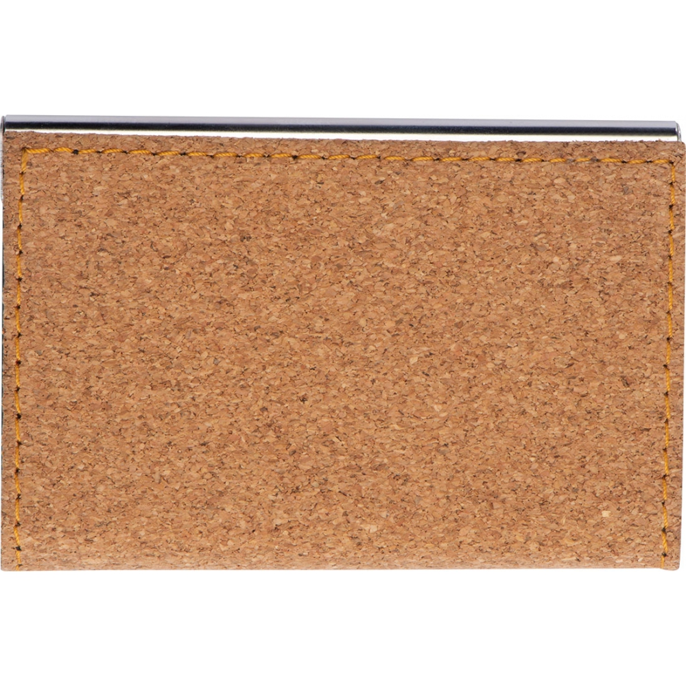 Визитница из металла с пробковой поверхностью