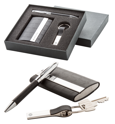 Набор: ручка шариковая, визитница металл и брелок, Andre Philippe