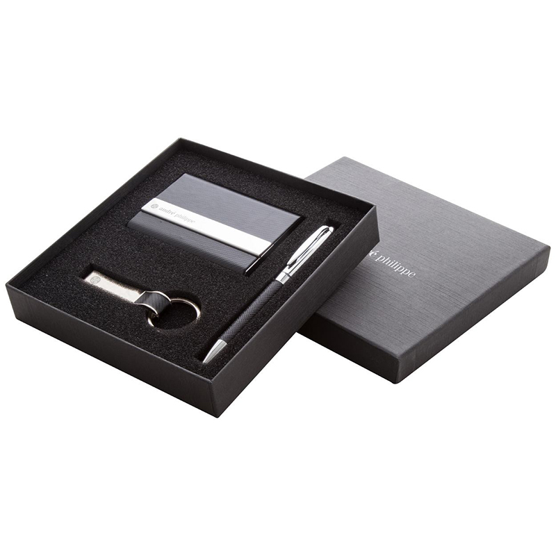 Набор: ручка шариковая, визитница металл и брелок, Andre Philippe